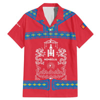 Mongolia Family Matching Mermaid Dress and Hawaiian Shirt with Soyombo Dragon Sun Red Blue Tradition Spirit