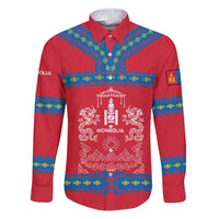 Mongolia Family Matching Puletasi and Hawaiian Shirt with Soyombo Dragon Sun Red Blue Tradition Spirit