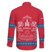 Mongolia Family Matching Short Sleeve Bodycon Dress and Hawaiian Shirt with Soyombo Dragon Sun Red Blue Tradition Spirit