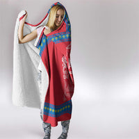 Mongolia Hooded Blanket with Soyombo Dragon Sun Red Blue Tradition Spirit