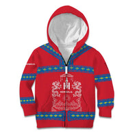 Mongolia Kid Hoodie with Soyombo Dragon Sun Red Blue Tradition Spirit
