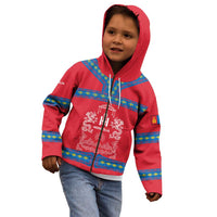 Mongolia Kid Hoodie with Soyombo Dragon Sun Red Blue Tradition Spirit