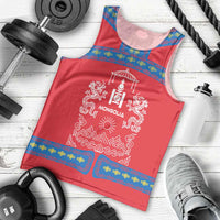 Mongolia Men Tank Top with Soyombo Dragon Sun Red Blue Tradition Spirit
