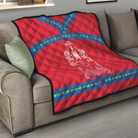Mongolia Quilt with Soyombo Dragon Sun Red Blue Tradition Spirit