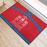 Mongolia Rubber Doormat with Soyombo Dragon Sun Red Blue Tradition Spirit