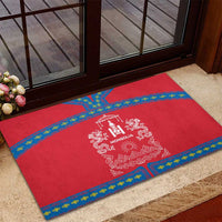 Mongolia Rubber Doormat with Soyombo Dragon Sun Red Blue Tradition Spirit