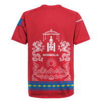 Mongolia Rugby Jersey with Soyombo Dragon Sun Red Blue Tradition Spirit