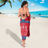 Mongolia Sarong with Soyombo Dragon Sun Red Blue Tradition Spirit