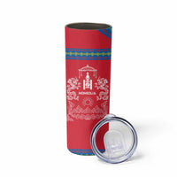 Mongolia Skinny Tumbler with Soyombo Dragon Sun Red Blue Tradition Spirit