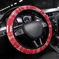 Mongolia Steering Wheel Cover with Soyombo Dragon Sun Red Blue Tradition Spirit