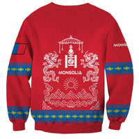Mongolia Sweatshirt with Soyombo Dragon Sun Red Blue Tradition Spirit