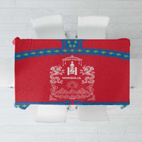 Mongolia Tablecloth with Soyombo Dragon Sun Red Blue Tradition Spirit