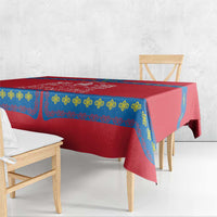 Mongolia Tablecloth with Soyombo Dragon Sun Red Blue Tradition Spirit