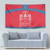 Mongolia Tapestry with Soyombo Dragon Sun Red Blue Tradition Spirit