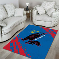 Mongolia Area Rug with Eagle Strong Wild Free Red Blue Brush Spirit