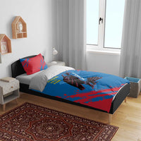 Mongolia Bedding Set with Eagle Strong Wild Free Red Blue Brush Spirit