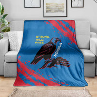 Mongolia Blanket with Eagle Strong Wild Free Red Blue Brush Spirit