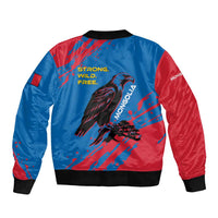 Mongolia Bomber Jacket with Eagle Strong Wild Free Red Blue Brush Spirit