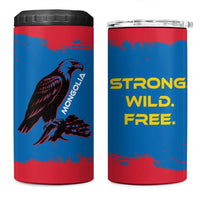 Mongolia 4 in 1 Can Cooler Tumbler with Eagle Strong Wild Free Red Blue Brush Spirit
