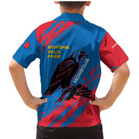 Mongolia Family Matching Mermaid Dress and Hawaiian Shirt with Eagle Strong Wild Free Red Blue Brush Spirit