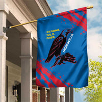 Mongolia Garden Flag with Eagle Strong Wild Free Red Blue Brush Spirit