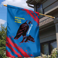 Mongolia Garden Flag with Eagle Strong Wild Free Red Blue Brush Spirit