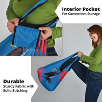 Mongolia Grocery Bag with Eagle Strong Wild Free Red Blue Brush Spirit