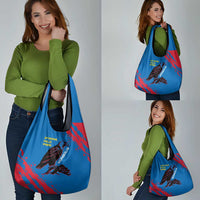 Mongolia Grocery Bag with Eagle Strong Wild Free Red Blue Brush Spirit