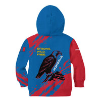 Mongolia Kid Hoodie with Eagle Strong Wild Free Red Blue Brush Spirit