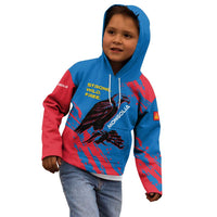 Mongolia Kid Hoodie with Eagle Strong Wild Free Red Blue Brush Spirit