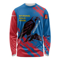 Mongolia Long Sleeve Shirt with Eagle Strong Wild Free Red Blue Brush Spirit