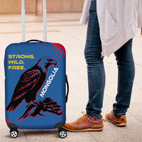 Mongolia Luggage Cover with Eagle Strong Wild Free Red Blue Brush Spirit
