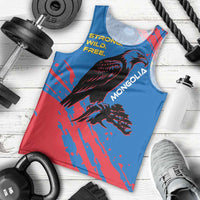 Mongolia Men Tank Top with Eagle Strong Wild Free Red Blue Brush Spirit