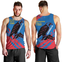 Mongolia Men Tank Top with Eagle Strong Wild Free Red Blue Brush Spirit