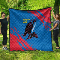 Mongolia Quilt with Eagle Strong Wild Free Red Blue Brush Spirit