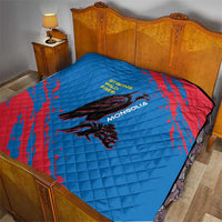 Mongolia Quilt with Eagle Strong Wild Free Red Blue Brush Spirit