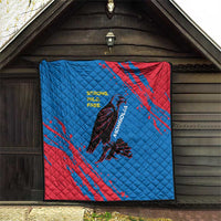 Mongolia Quilt with Eagle Strong Wild Free Red Blue Brush Spirit