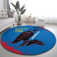 Mongolia Round Carpet with Eagle Strong Wild Free Red Blue Brush Spirit