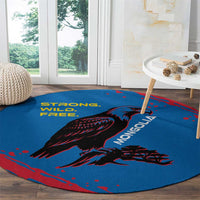 Mongolia Round Carpet with Eagle Strong Wild Free Red Blue Brush Spirit