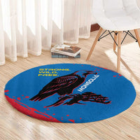 Mongolia Round Carpet with Eagle Strong Wild Free Red Blue Brush Spirit