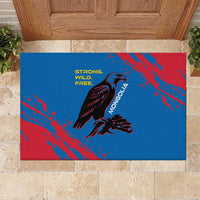 Mongolia Rubber Doormat with Eagle Strong Wild Free Red Blue Brush Spirit