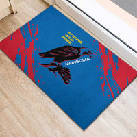 Mongolia Rubber Doormat with Eagle Strong Wild Free Red Blue Brush Spirit