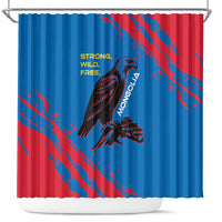 Mongolia Shower Curtain with Eagle Strong Wild Free Red Blue Brush Spirit