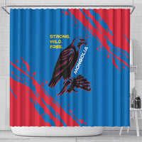 Mongolia Shower Curtain with Eagle Strong Wild Free Red Blue Brush Spirit