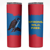 Mongolia Skinny Tumbler with Eagle Strong Wild Free Red Blue Brush Spirit