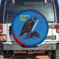 Mongolia Spare Tire Cover with Eagle Strong Wild Free Red Blue Brush Spirit