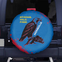 Mongolia Spare Tire Cover with Eagle Strong Wild Free Red Blue Brush Spirit
