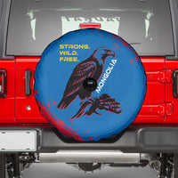 Mongolia Spare Tire Cover with Eagle Strong Wild Free Red Blue Brush Spirit