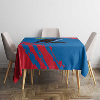 Mongolia Tablecloth with Eagle Strong Wild Free Red Blue Brush Spirit
