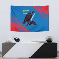 Mongolia Tapestry with Eagle Strong Wild Free Red Blue Brush Spirit